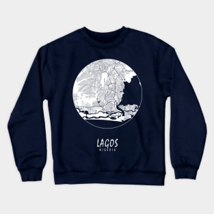 Lagos, Nigeria City Map - Full Moon Crewneck Sweatshirt